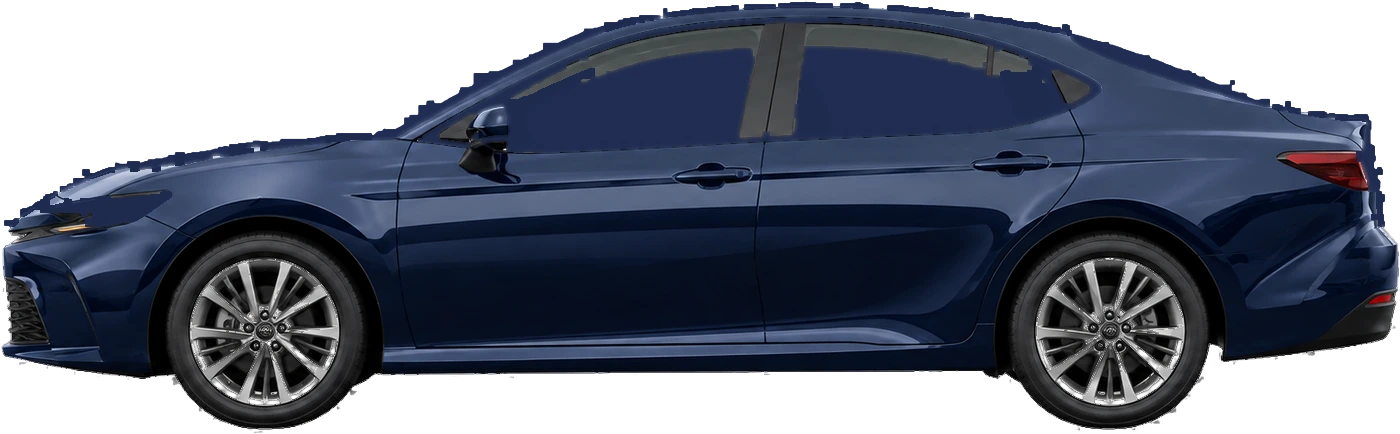 Exact side profile of a dark navy sedan, used to select the damaged panel.