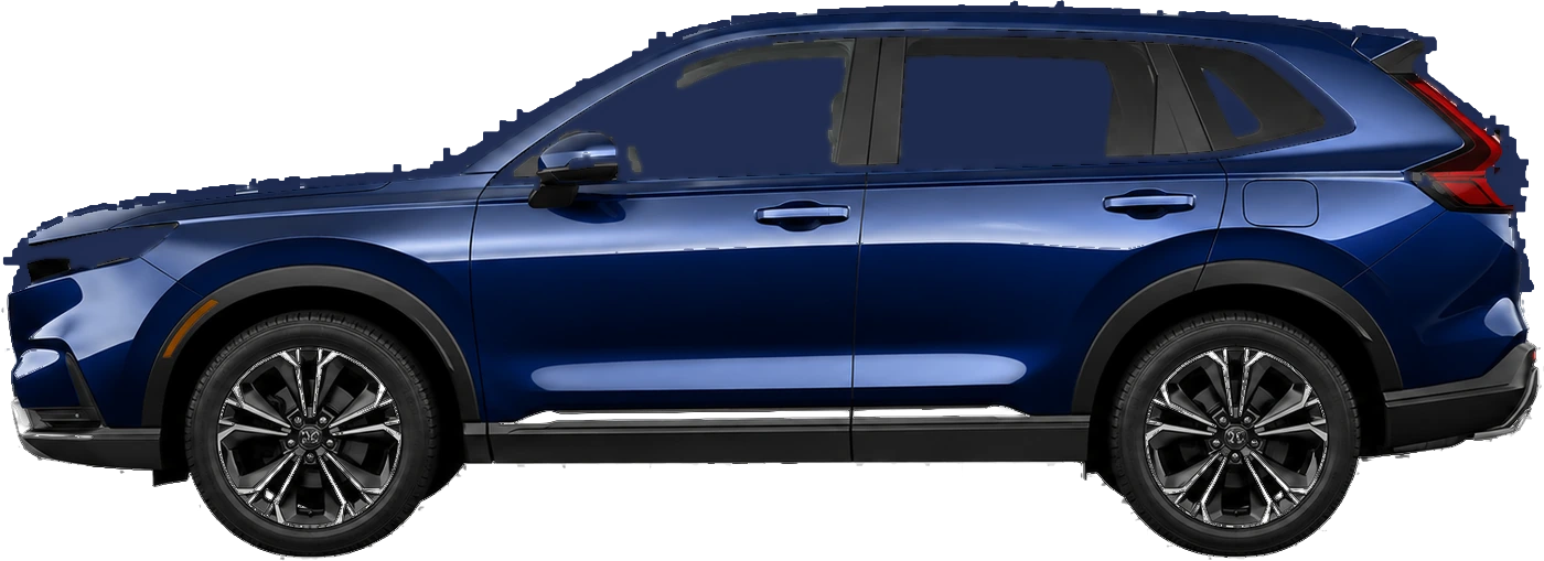 Side profile of an SUV with the repairable panels marked
