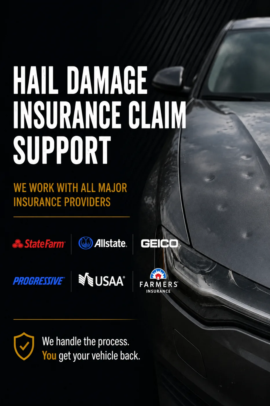 Hail damage insurance claim support: DFW Paintless Dent Repair works with all major insurance providers